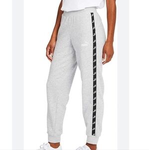 Puma Gray Sweatpants with Black Logo Stripe